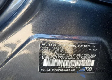 2024 Mitsubishi Mirage Es from USA, damaged, VIN ML32AUHJ3RH023414